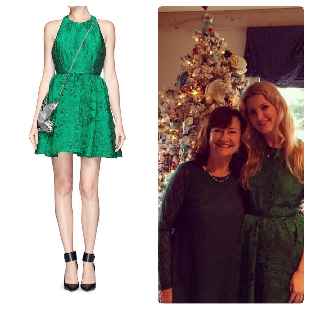 Alice and Olivia emerald green Tevin Floral Jacquard Racerback dress size 6
